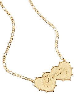 Daisy London Daisy x Shrimps Personalised Double Heart Pendant Necklace, Gold