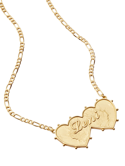 Daisy London Daisy x Shrimps Personalised Double Heart Pendant Necklace, Gold