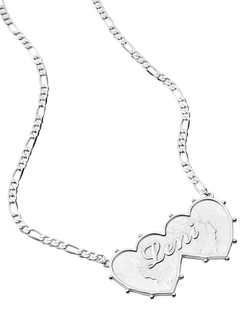 Daisy London Daisy x Shrimps Personalised Double Heart Pendant Necklace, Silver