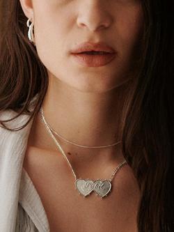 Daisy London Daisy x Shrimps Personalised Double Heart Pendant Necklace - view 2, Silver