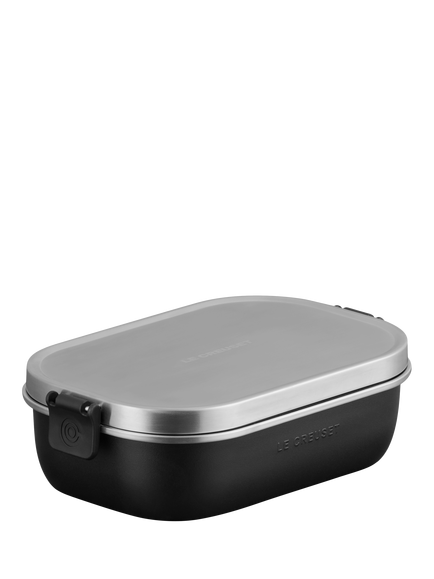 Le Creuset On The Go Stainless Steel Insulated Lunch Box, 900ml - view 2, Matte Black