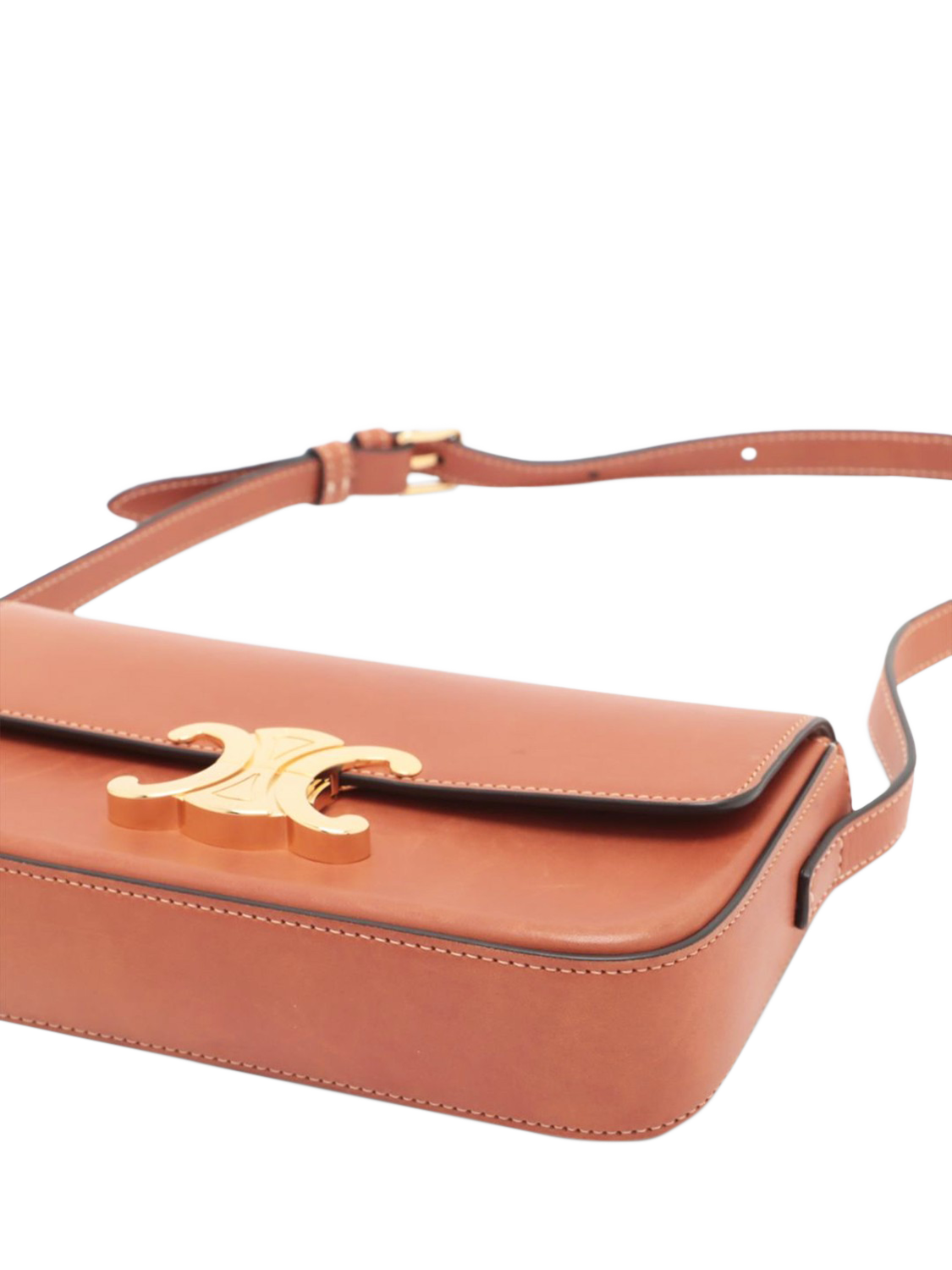 Product image 3 of 8, which shows Pre-loved CELINE Claude Leather Shoulder Bag, Tan