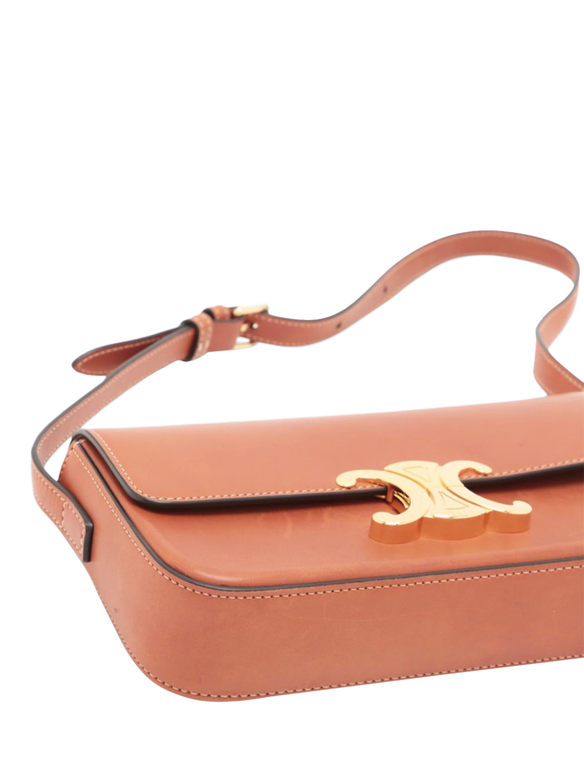 Product image 4 of 8, which shows Pre-loved CELINE Claude Leather Shoulder Bag, Tan