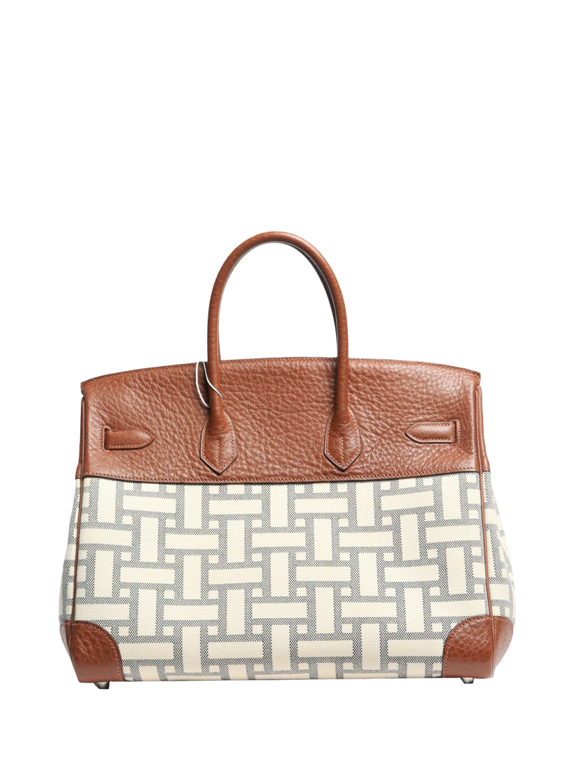 Product image 3 of 8, which shows Pre-loved Hermès 2008 Birkin 35 Mosaic Top Handle Bag, Brown