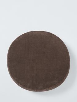 John Lewis Round Corduroy Scatter Cushion, 40cm, Cocoa