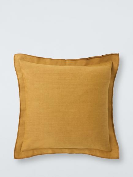 John Lewis Double Oxford Linen Cushion, Ochre