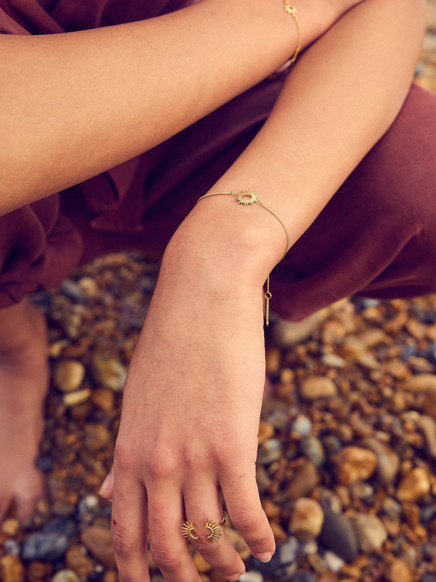 Product image 2 of 3, which shows Rachel Jackson London Electric Goddess Eternal Sun Chain Bracelet, Gold