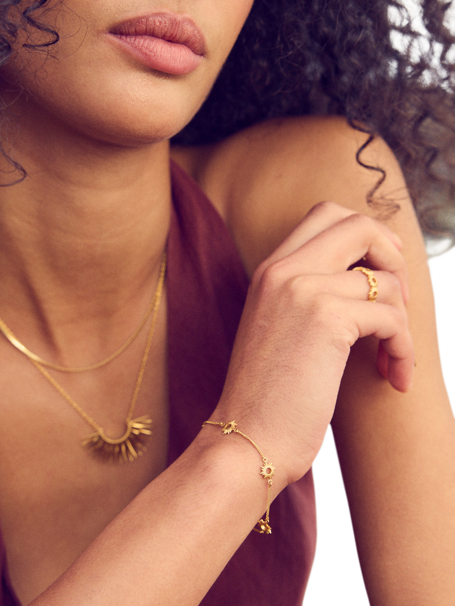 Product image 2 of 3, which shows Rachel Jackson London Electric Goddess Mini Eternal Sun Chain Bracelet, Silver