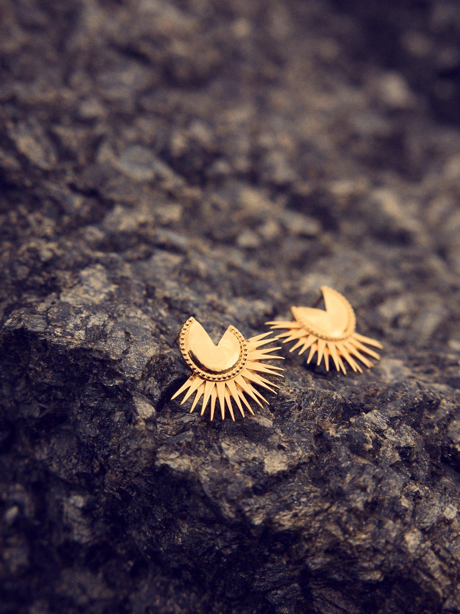 Product image 2 of 4, which shows Rachel Jackson London Electric Goddess Stud Earrings, Gold
