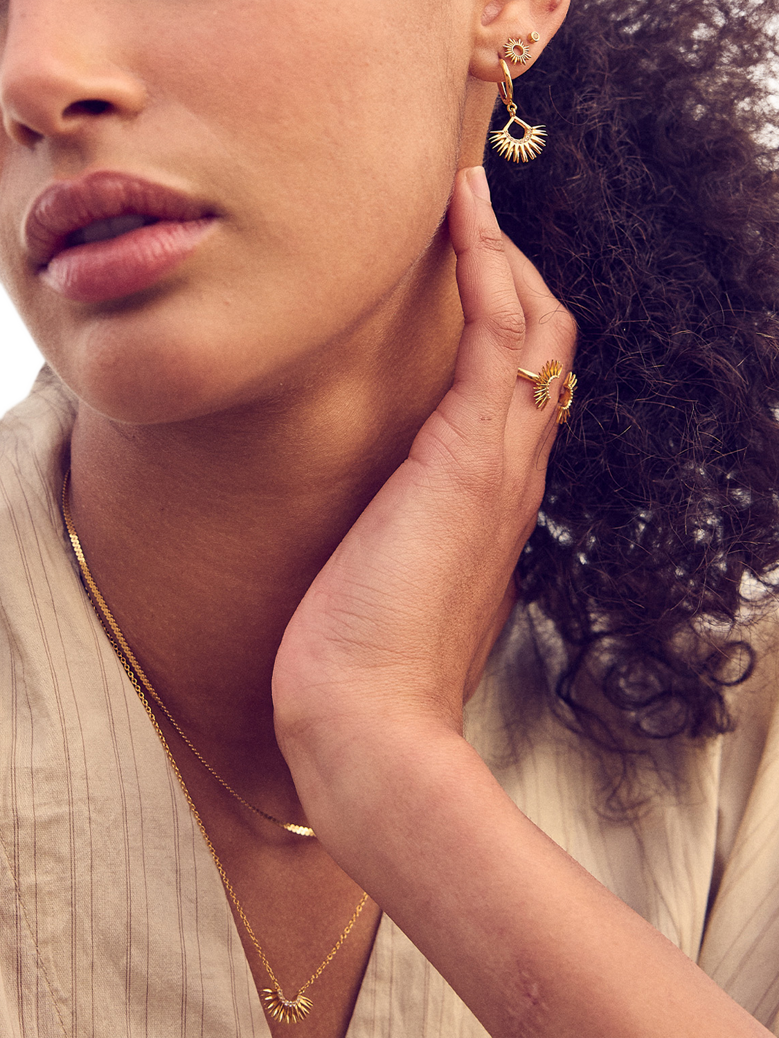 Product image 3 of 4, which shows Rachel Jackson London Electric Goddess Eternal Sun Stud Earrings, Gold