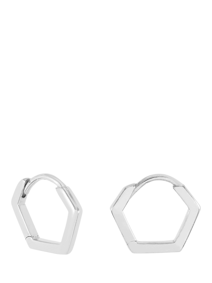 Product image 1 of 3, which shows Rachel Jackson London Hexagon Hoop Earrings, Silver