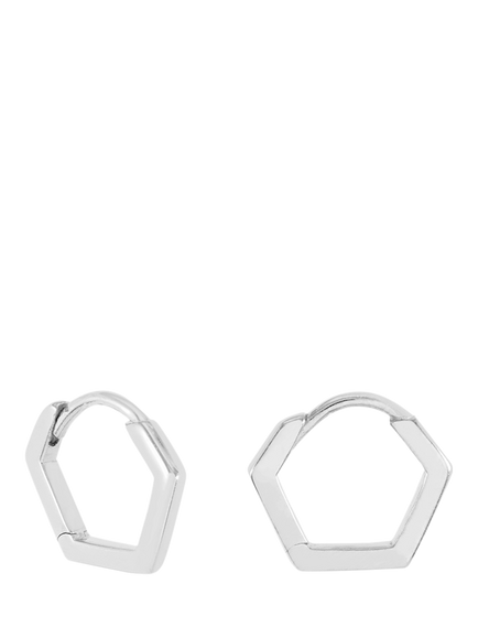 Rachel Jackson London Hexagon Hoop Earrings, Silver
