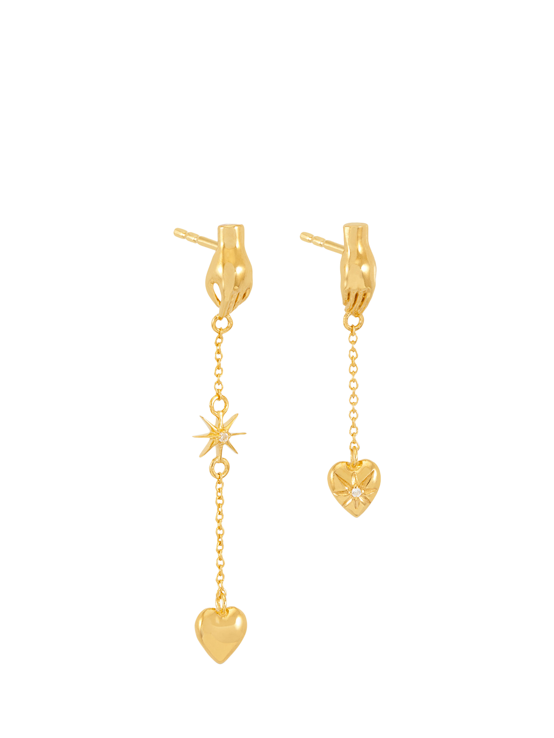Product image 1 of 4, which shows Rachel Jackson London Love Story Asymmetric Drop Earrings, Gold