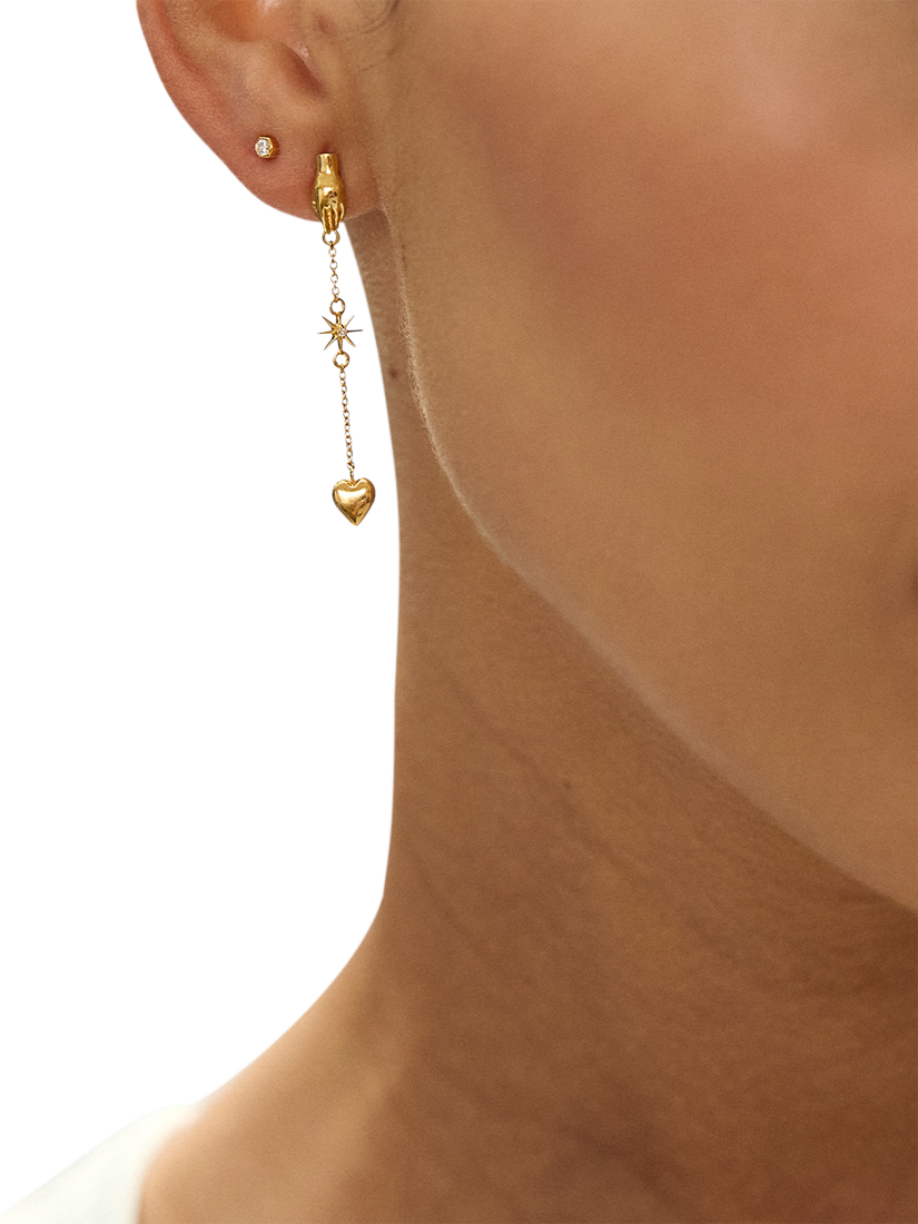 Product image 2 of 4, which shows Rachel Jackson London Love Story Asymmetric Drop Earrings, Gold