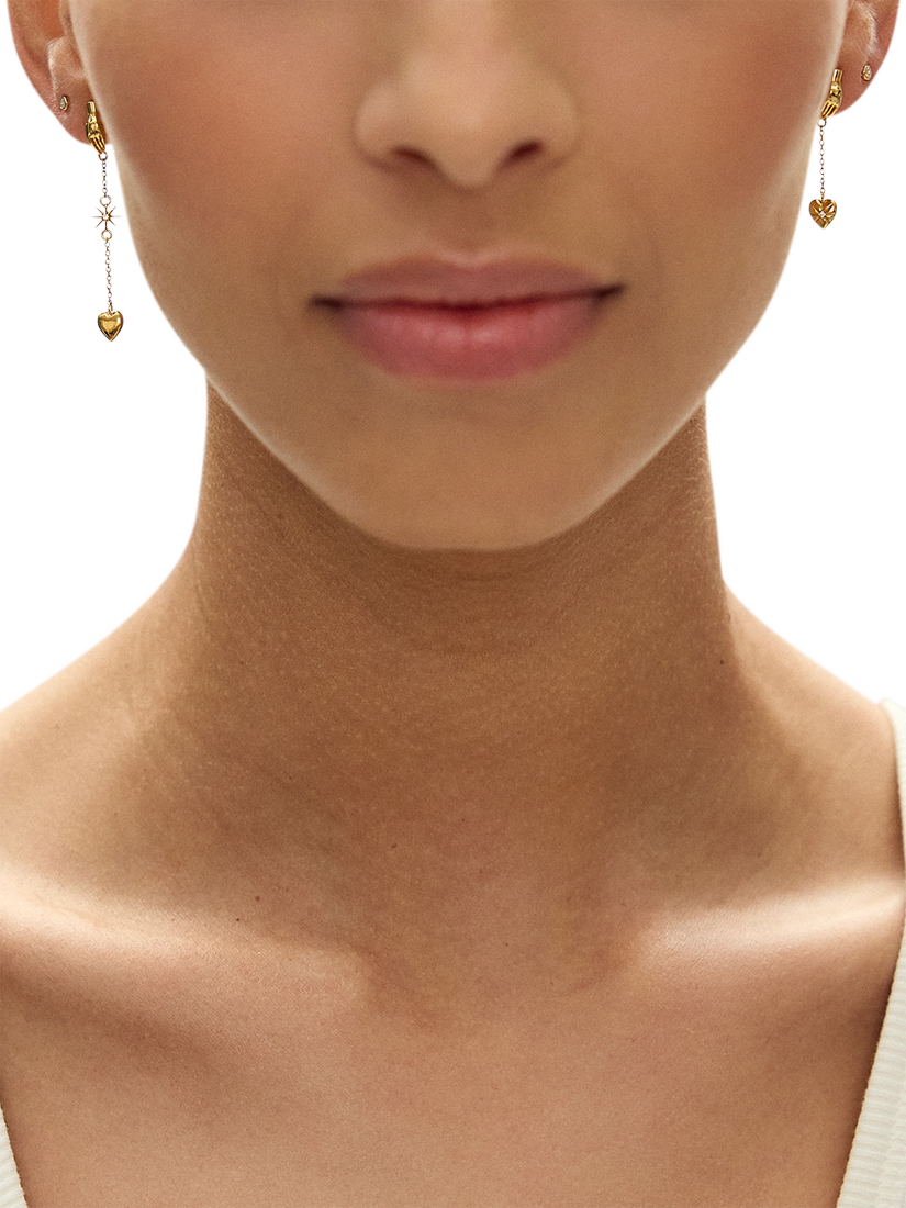 Product image 3 of 4, which shows Rachel Jackson London Love Story Asymmetric Drop Earrings, Gold