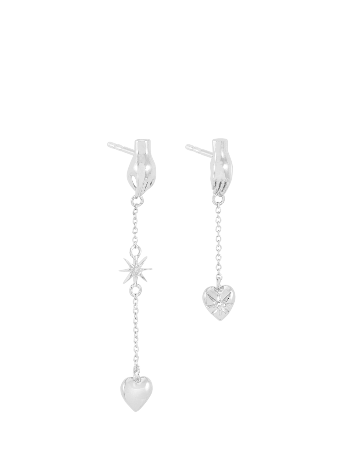 Product image 1 of 5, which shows Rachel Jackson London Love Story Asymmetric Drop Earrings, Silver