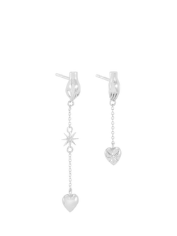 Rachel Jackson London Love Story Asymmetric Drop Earrings, Silver