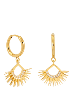 Rachel Jackson London Electric Goddess Rising Sun White Topaz Huggie Hoop Earirngs, Gold