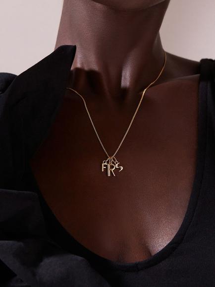 Rachel Jackson London Personalised Letters Art Deco Necklace - view 2, Gold