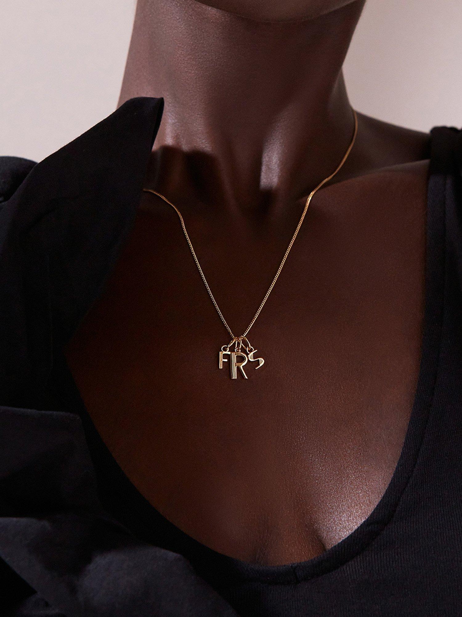 Product image 2 of 4, which shows Rachel Jackson London Personalised Letters Art Deco Necklace, Silver