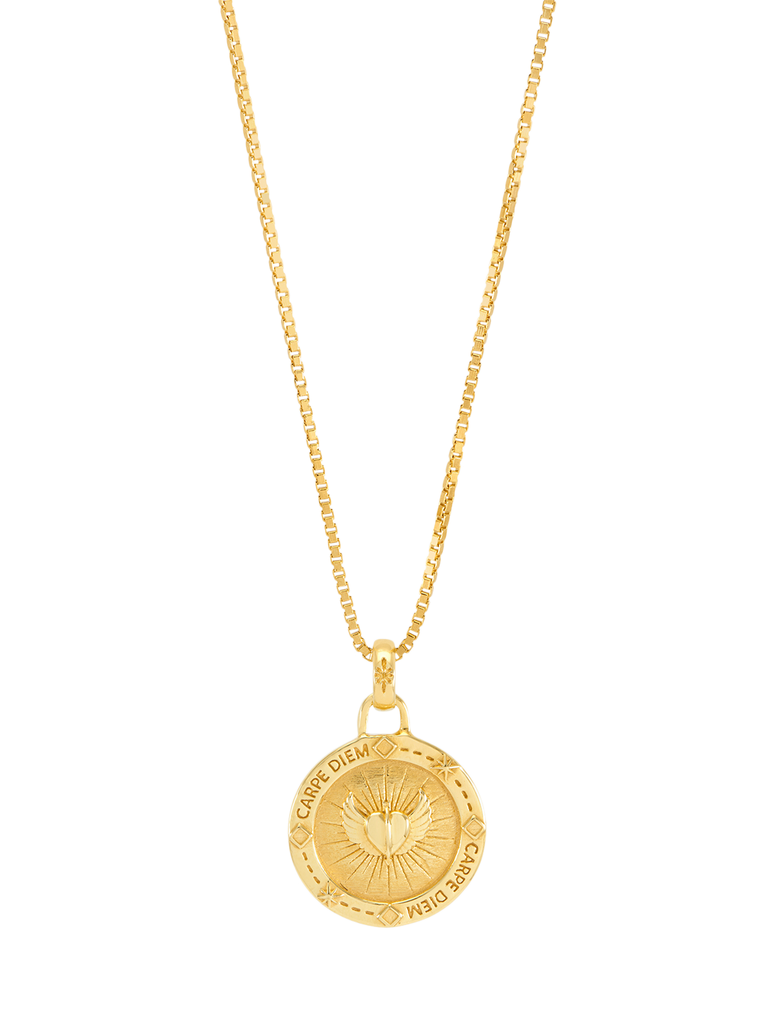 Product image 1 of 4, which shows Rachel Jackson London Personalised Carpe Diem Token of Love Pendant Necklace, Gold