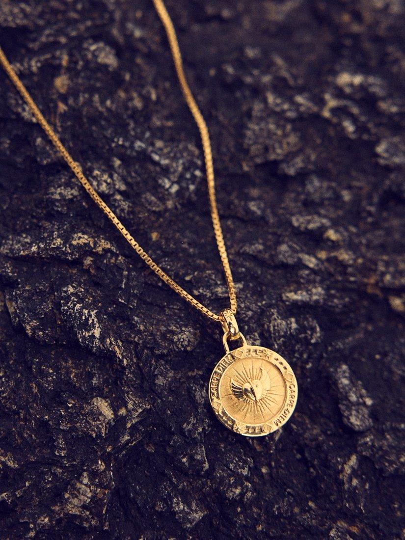 Product image 3 of 4, which shows Rachel Jackson London Personalised Carpe Diem Token of Love Pendant Necklace, Gold