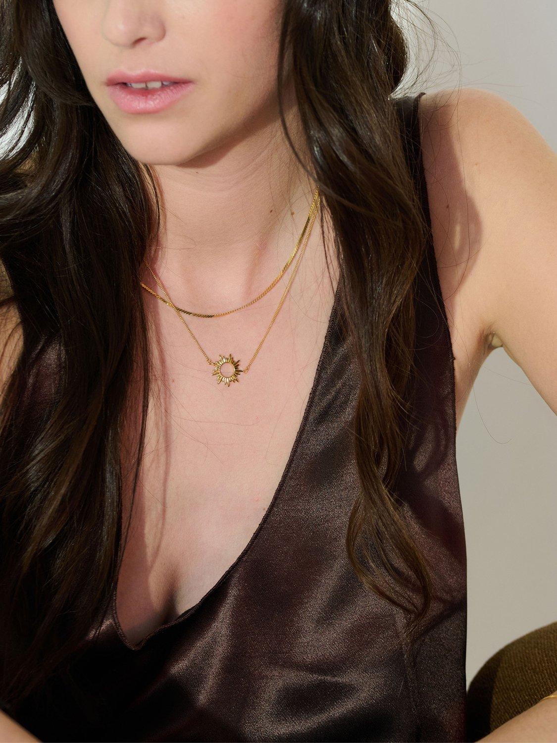 Product image 2 of 3, which shows Rachel Jackson London Electric Goddess Eternal Sun Pendant Necklace, Silver