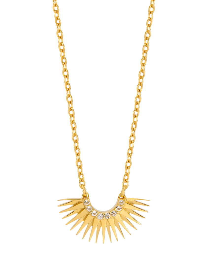 Product image 1 of 2, which shows Rachel Jackson London Mini Rising Sun Topaz Pendant Necklace, Gold