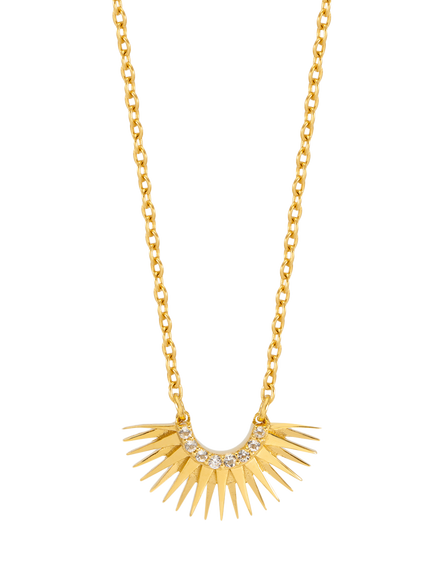 Rachel Jackson London Mini Rising Sun Topaz Pendant Necklace, Gold