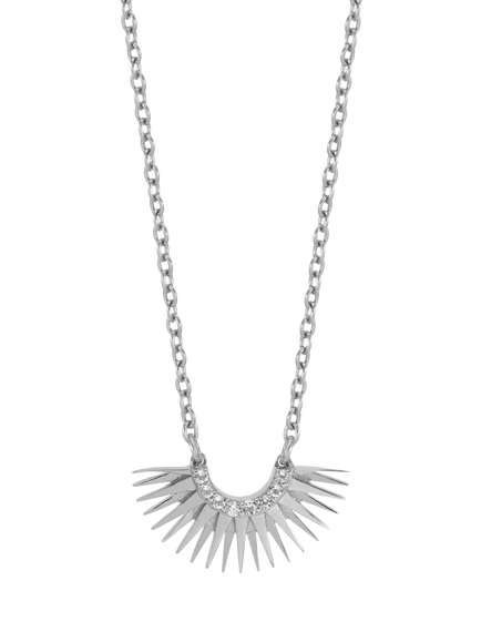 Rachel Jackson London Mini Rising Sun Topaz Pendant Necklace, Silver
