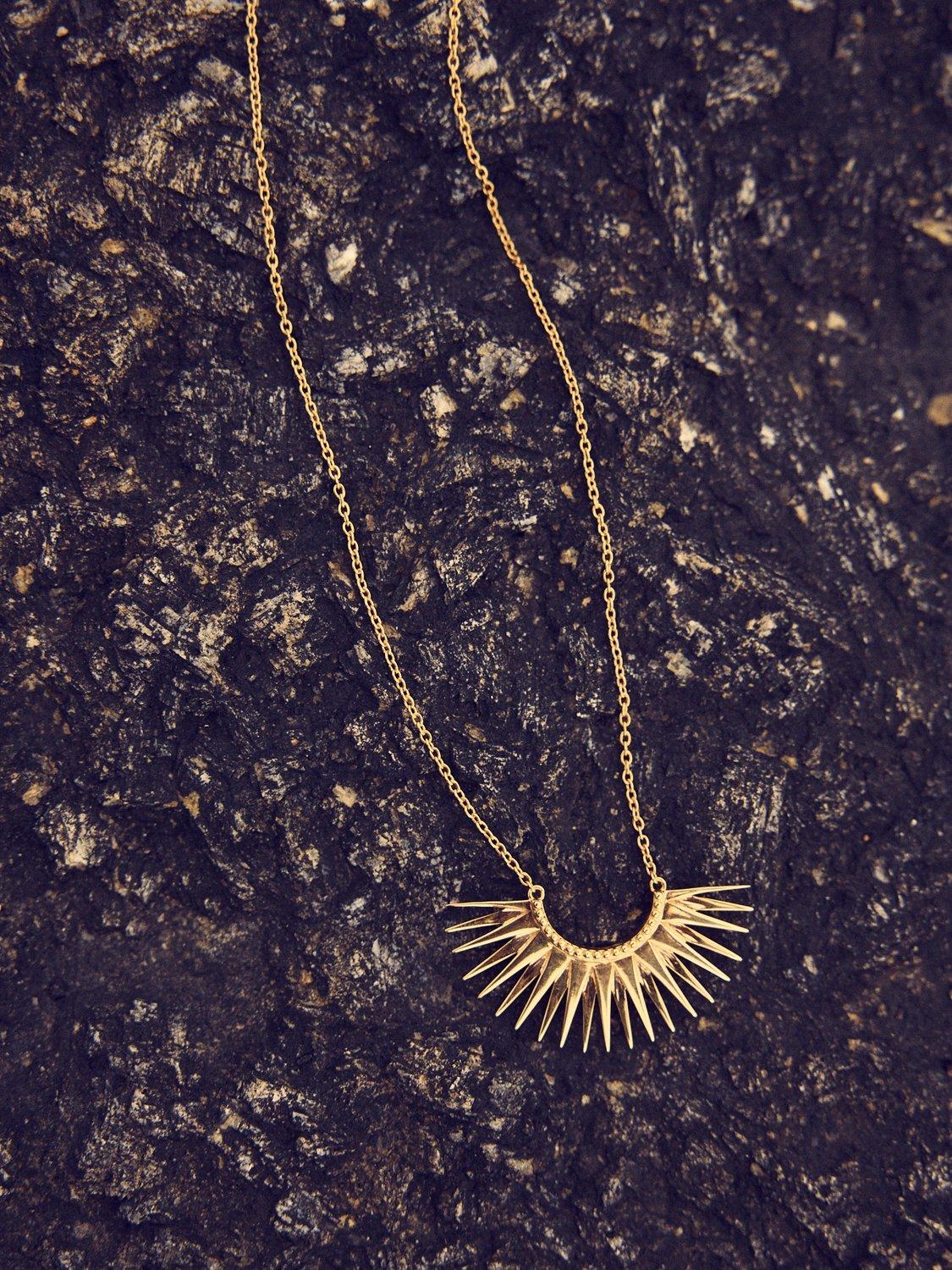 Product image 2 of 4, which shows Rachel Jackson London Electric Goddess Rising Sun Pendant Necklace, Gold