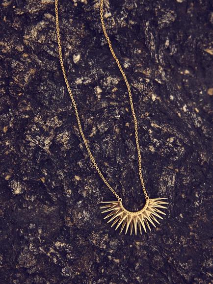 Rachel Jackson London Electric Goddess Rising Sun Pendant Necklace, Gold - view 2, Gold