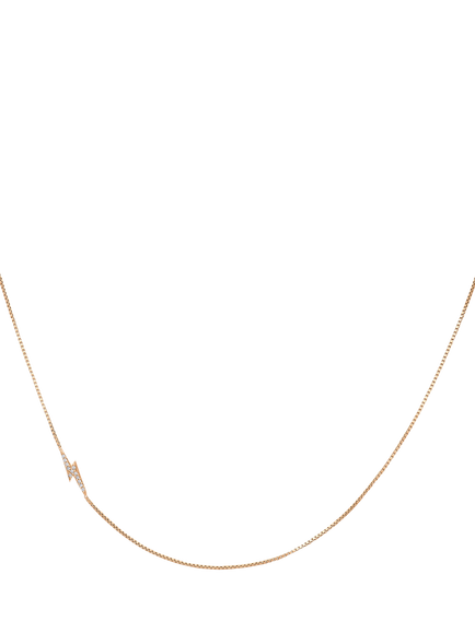 Rachel Jackson London 9ct Yellow Gold Lab Grown Diamond Lightening Bolt Necklace, Gold, Gold