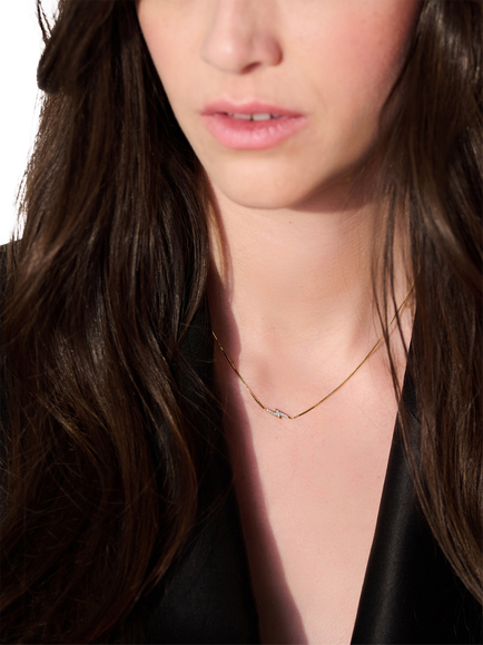 Rachel Jackson London 9ct Yellow Gold Lab Grown Diamond Lightening Bolt Necklace, Gold - view 2, Gold