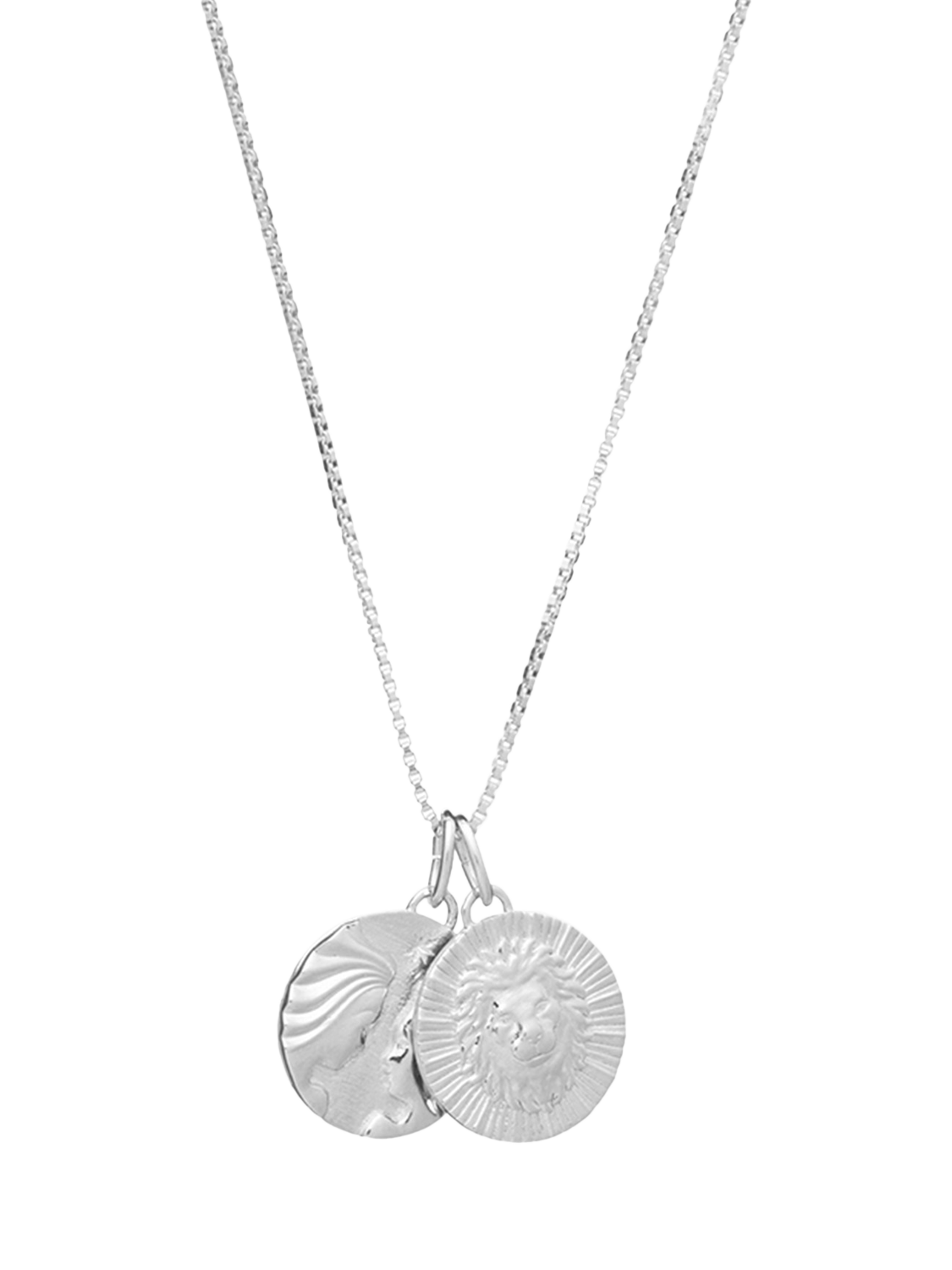 Product image 1 of 4, which shows Rachel Jackson London Personalised Zodiac Art Coin Duo Pendant Necklace, Silver