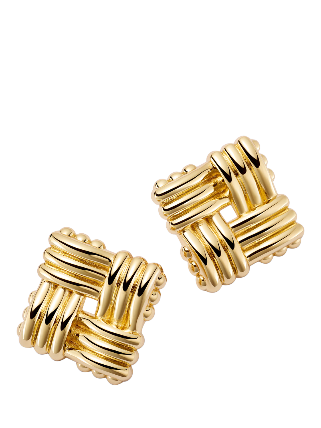 Product image 1 of 1, which shows Daisy London Daisy x Polly Sayer Oversized Lattice Stud Earrings, Gold