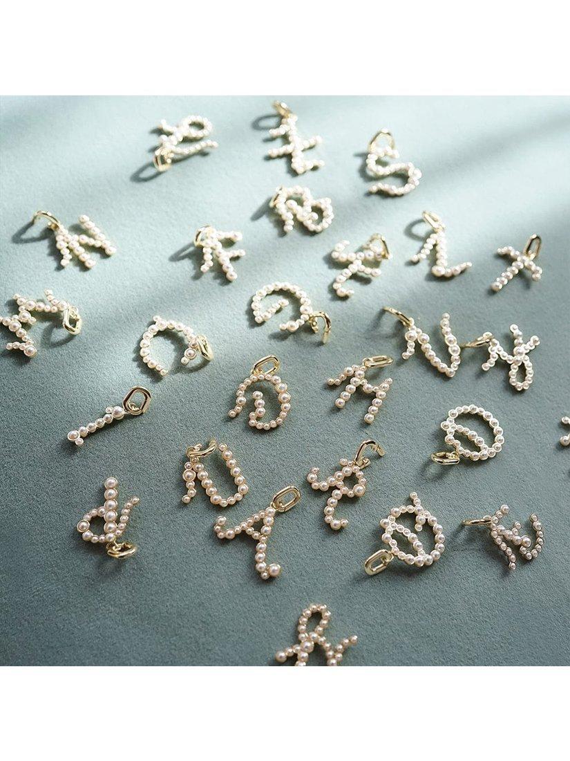 Product image 4 of 4, which shows Daisy London Pearl Initial Pendant Necklace, Gold, E