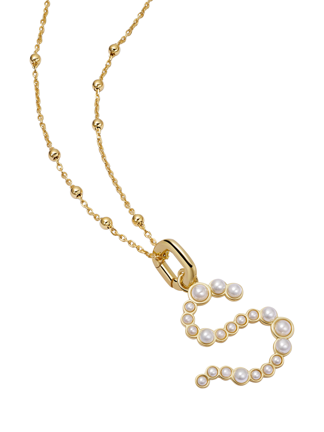 Product image 1 of 4, which shows Daisy London Pearl Initial Pendant Necklace, Gold, S