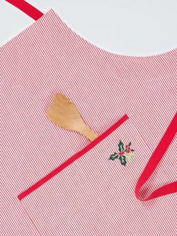 John Lewis Christmas Striped Cotton Apron, Red/Multi - view 2, Multi