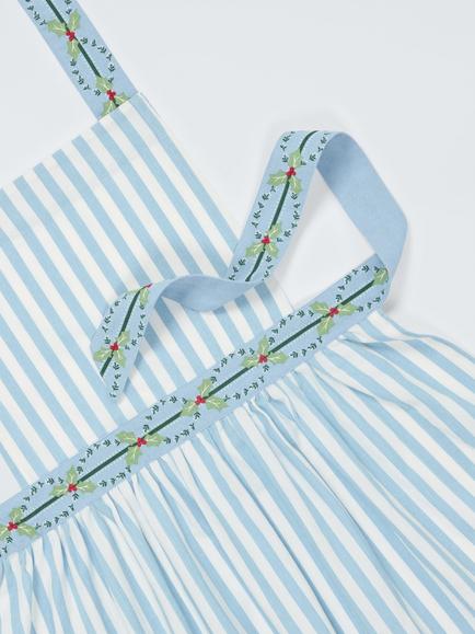 John Lewis Christmas Striped Cotton Apron, Blue/Multi - view 2, Multi