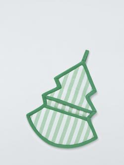 John Lewis Christmas Tree Striped Cotton Pot Holder, Green, Multi