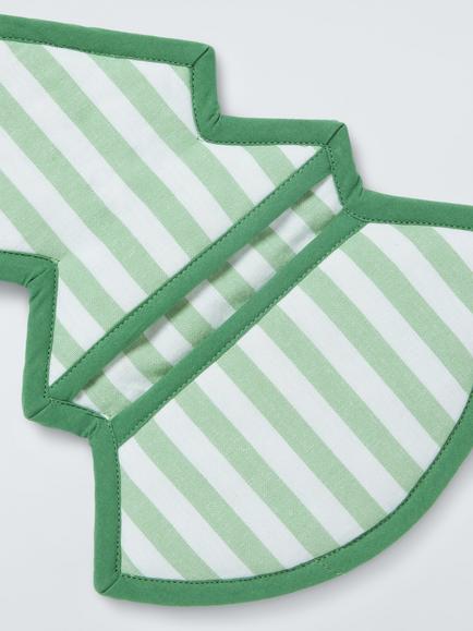 John Lewis Christmas Tree Striped Cotton Pot Holder, Green - view 2, Multi