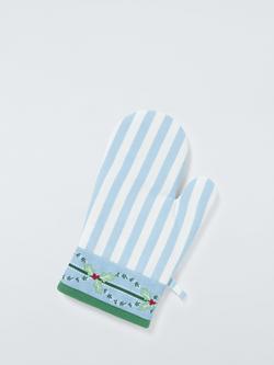 John Lewis Christmas Striped Cotton Single Oven Glove, Blue/Multi, Multi