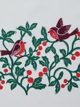 John Lewis Christmas Robin & Foliage Cotton Tea Towel, Set of 2, Green/Red