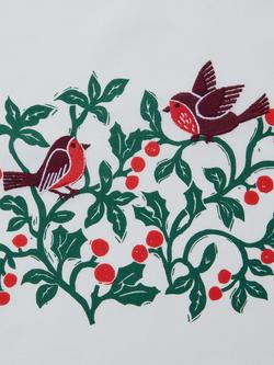 John Lewis Christmas Robin & Foliage Cotton Tea Towel, Set of 2, Green/Red - view 2, Multi