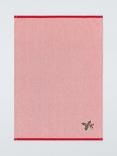 John Lewis Holly Sprig Striped Cotton Tea Towel, Red