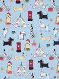 John Lewis Christmas Dogs Cotton Tea Towel, Blue/Multi