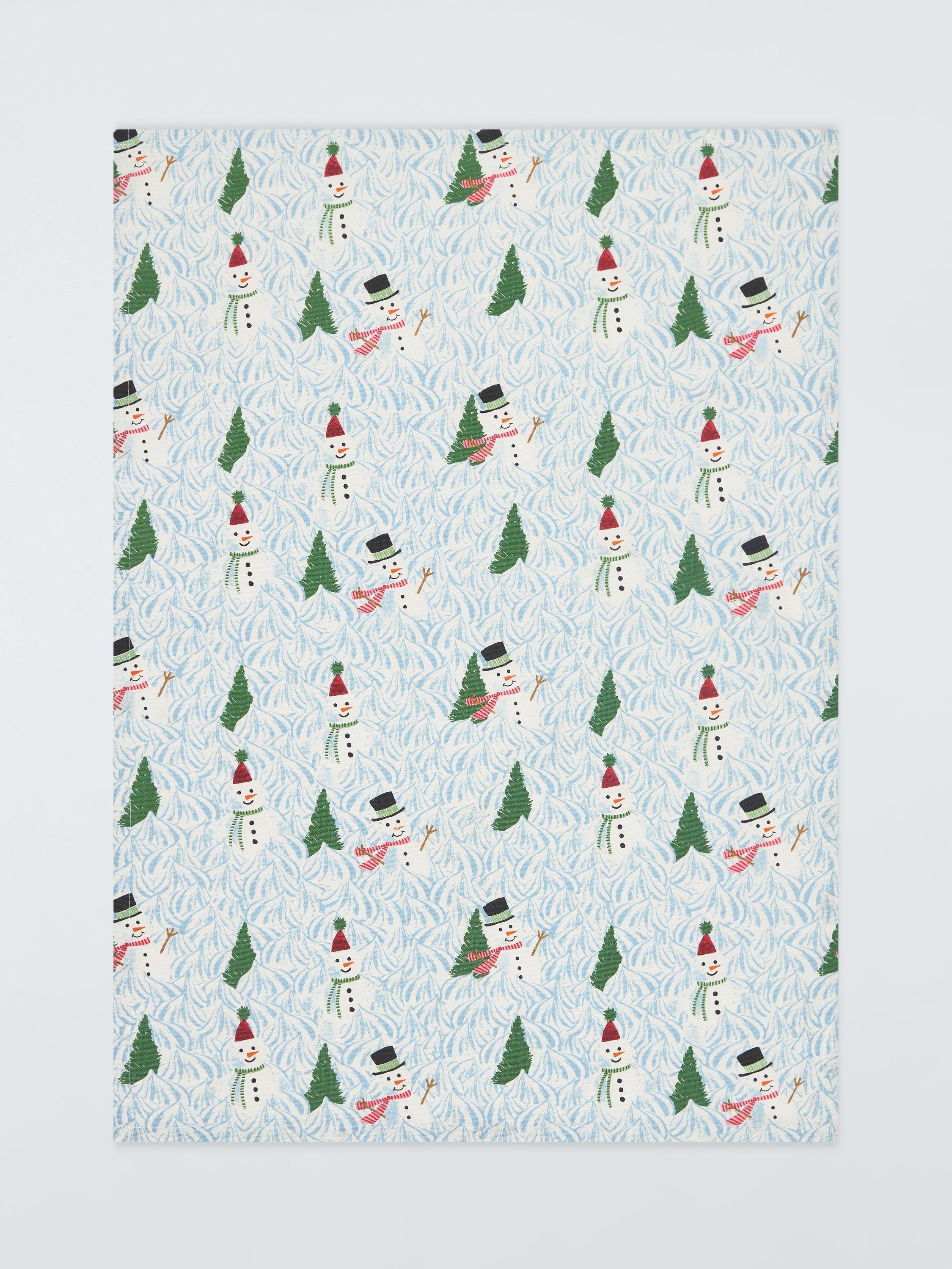 John Lewis Snowman Cotton Tea Towel, Multi