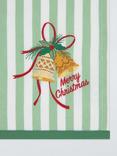 John Lewis Merry Christmas Striped Cotton Tea Towel, Green