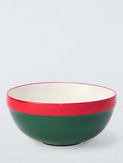 John Lewis Christmas Fine China Mixing Bowl, 4.85L, Red, Red